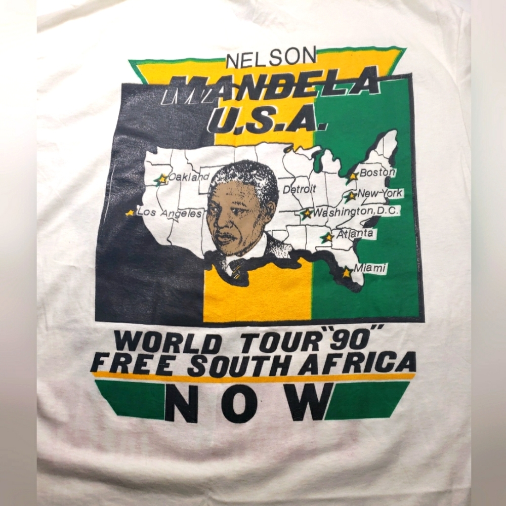 Vintage Nelson Mandela U.S.A. World Tour "90" "27 Years Freedom at Last" T Shirt